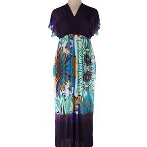 Women’s Julia Purple Floral Silk Dress, Size XXL